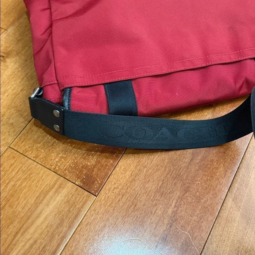 Coach‎ Red Nylon Leather Messenger Bag